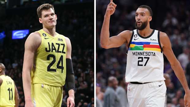 Utah Jazz center Walker Kessler and Minnesota Timberwolves center Rudy Gobert